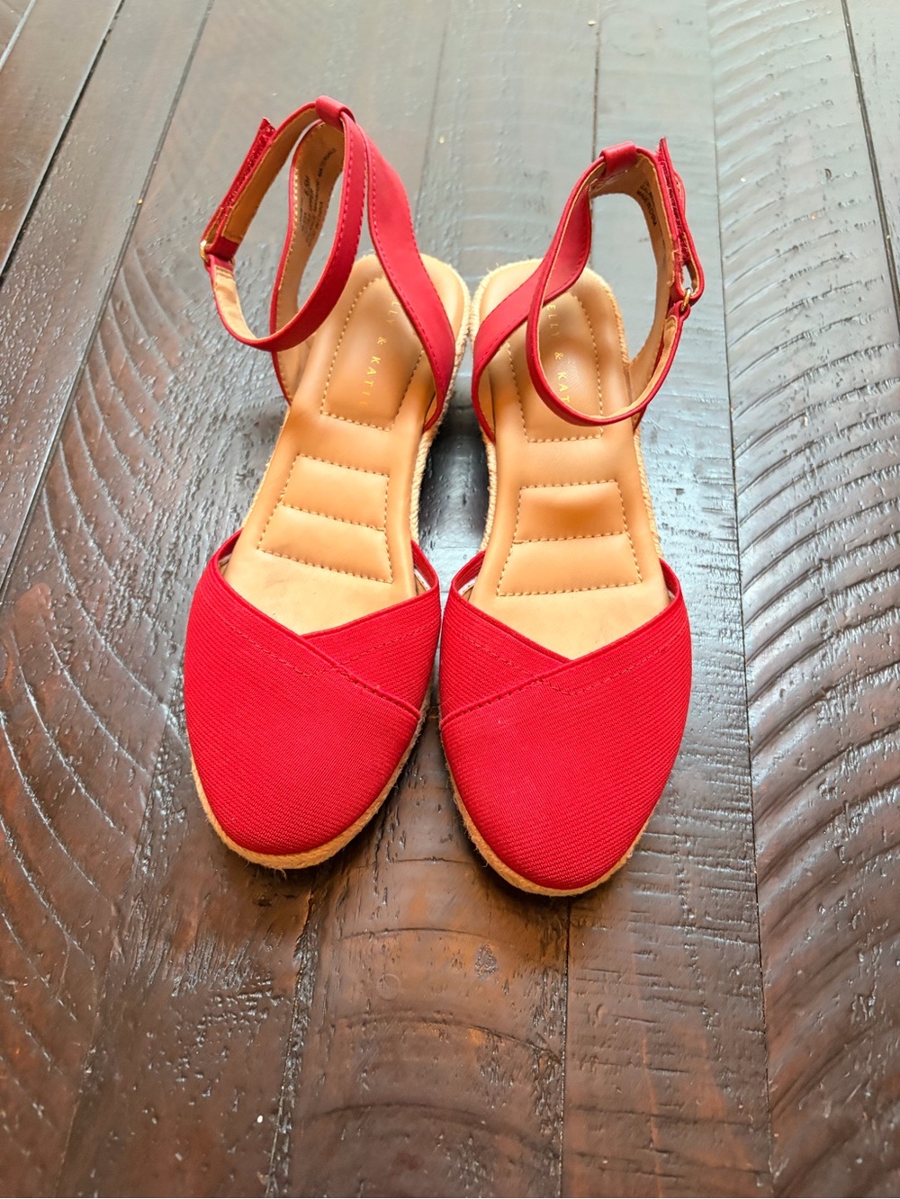 Kelly & Katie Red Ankle-Strap Espadrille Flats